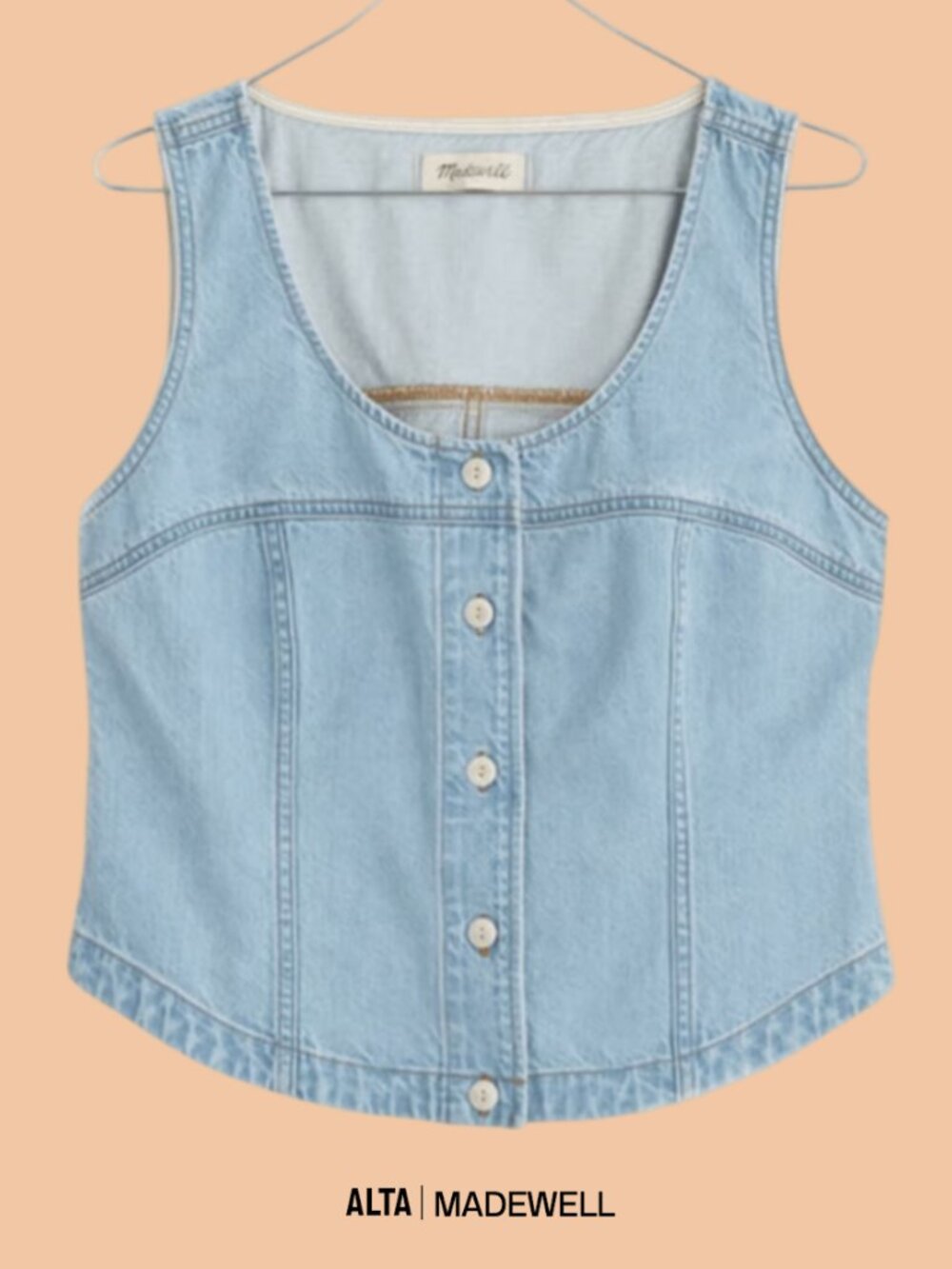 Madewell Light Blue Denim Button Vest